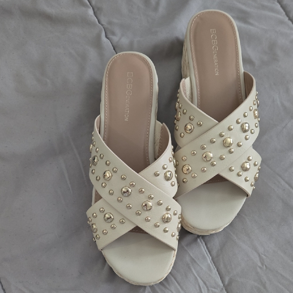 BCBGeneration Cream Studded Women's Sandals